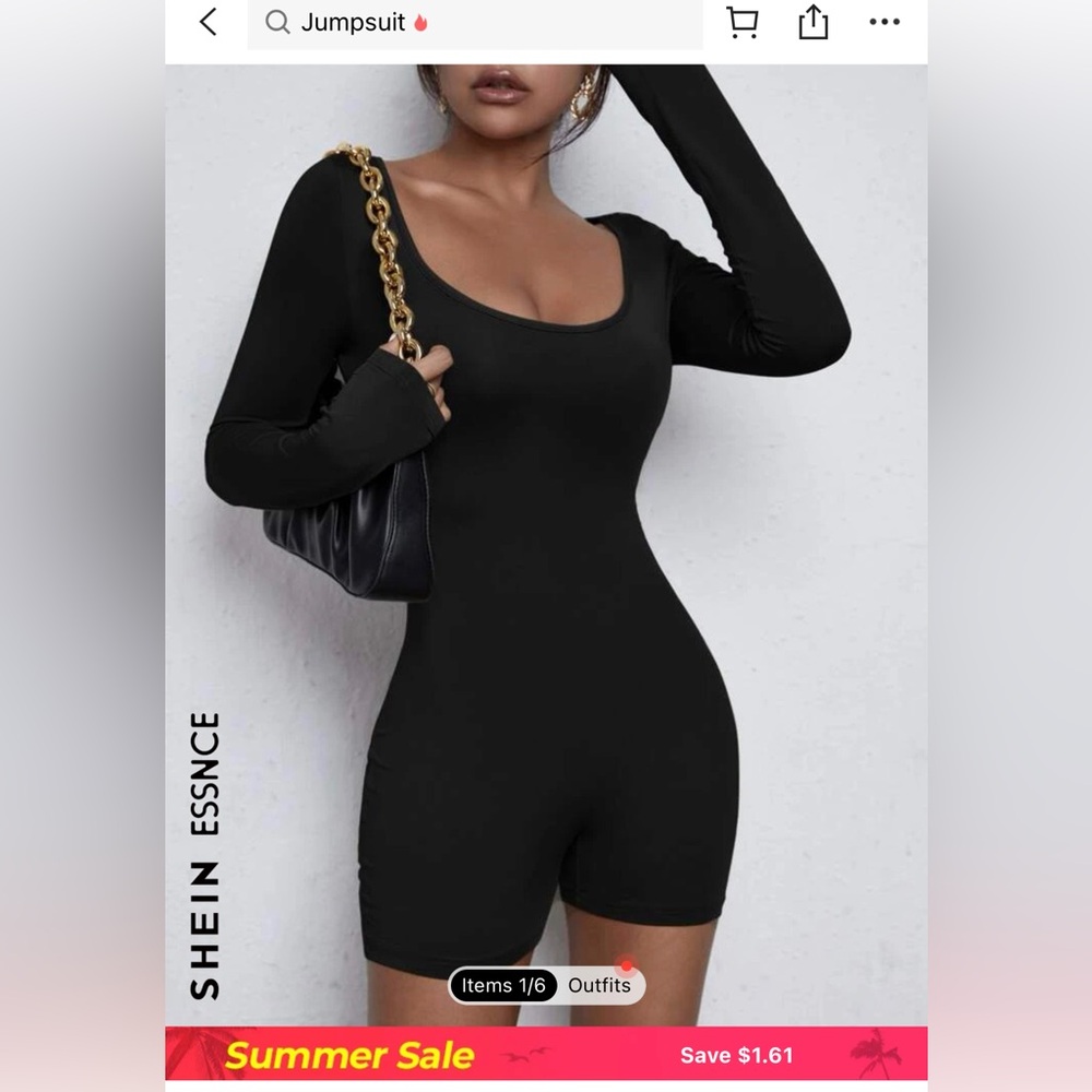 Black Long Sleeve Bodysuit - Shorts
